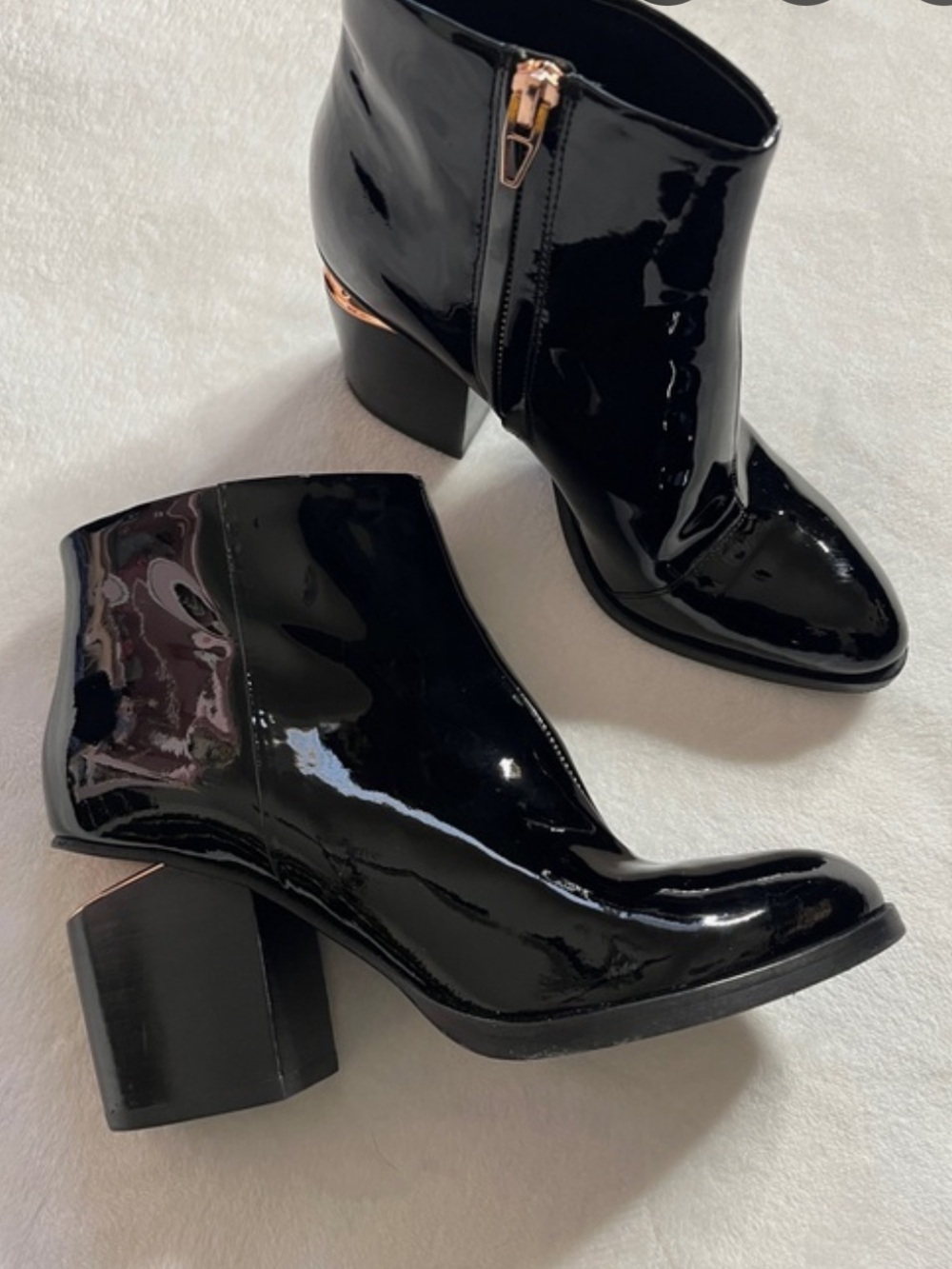 Alexander Wang Black Patent Gabi Ankle Cut Out Boots